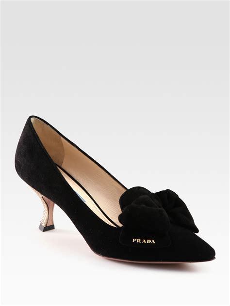 prada suede bow shoes